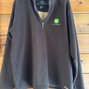 John Deere Mens Brown Corduroy Fleece Pullover Sweater XL Charles River Apparel